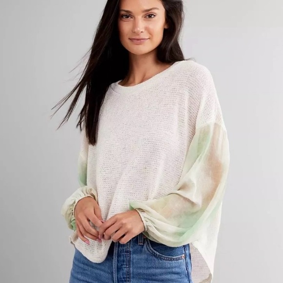 Blu Pepper Tops - Blu Pepper Buckle NWT Green Tie Dye Sleeve Open Knit Top Tunic Size Small